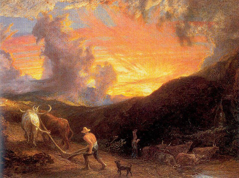 Palmer, Samuel Ploughing at Sunset Germany oil painting art
